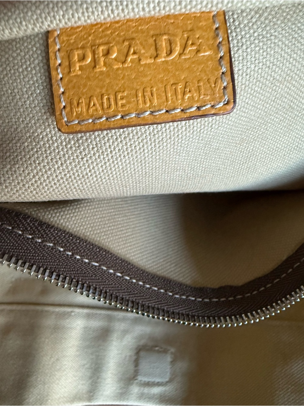 Prada Large Canapa Canvas Tote with Ochre Yellow Cinghiale Boarskin Appliqué - Picture 10 of 14
